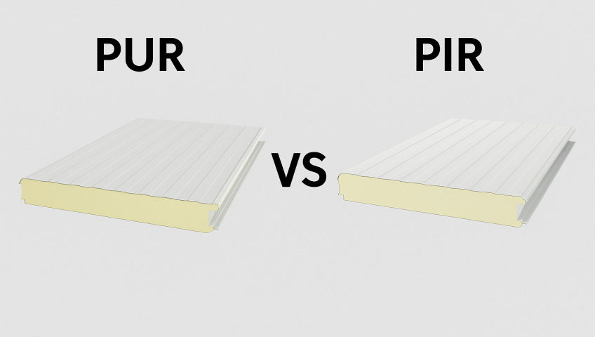 panel PIR vs PUR – comparación visual de paneles termoacústicos europeos
